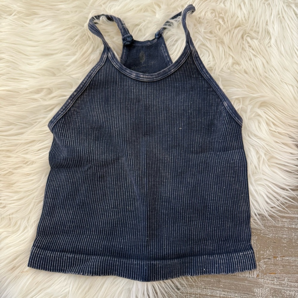 Free People Movement Happiness Runs Crop Tank in Vintage Deepest Navy - Picture 6 of 8